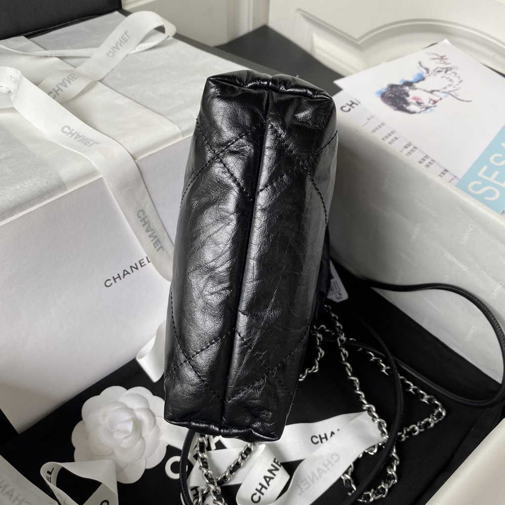 Chanel 22 Mini bag AS3980 Shiny Crumpled Calfskin & Silver-Tone Black