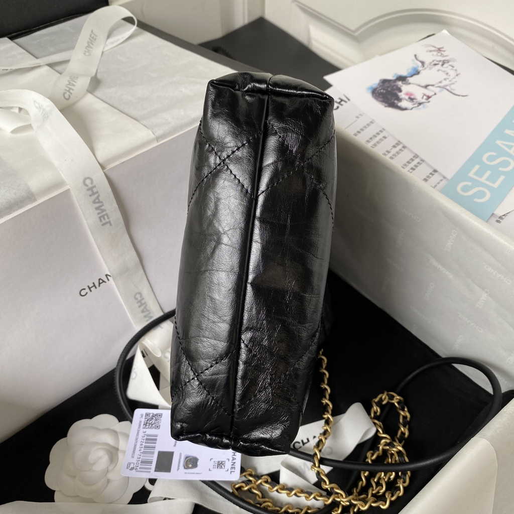 Chanel 22 Mini bag AS3980 Shiny Crumpled Calfskin & Gold-Tone Metal Black