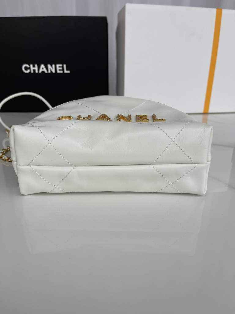 Chanel 22 Mini bag AS3980 Shiny Calfskin Gold-Tone Metal White