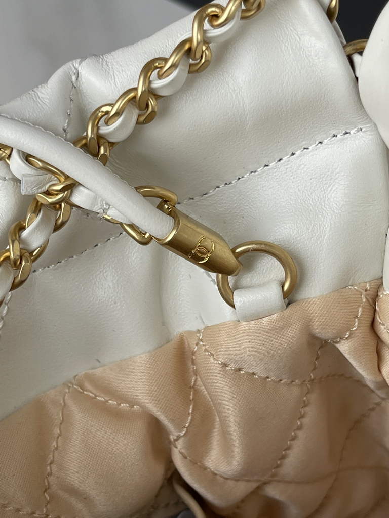 Chanel 22 Mini bag AS3980 Shiny Calfskin Gold-Tone Metal White