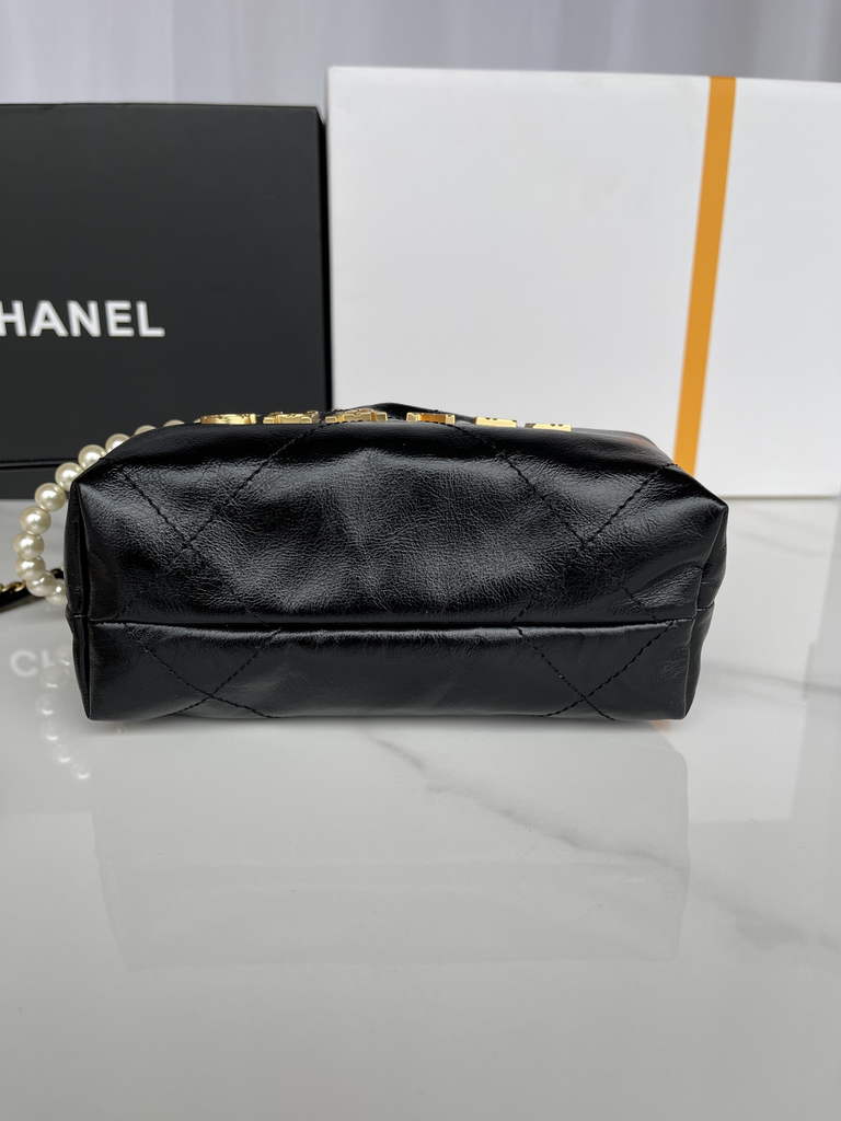 Chanel 22 Mini bag AS3980 Shiny Calfskin Gold-Tone Metal Black