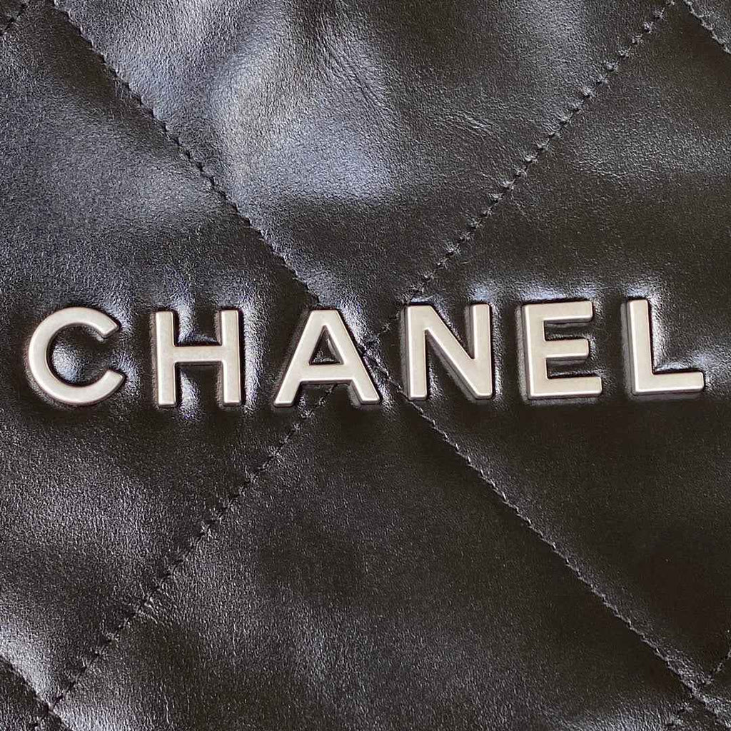 Chanel 22 Small Bag AS3260 Black Shiny Calfskin Silver-Tone Metal