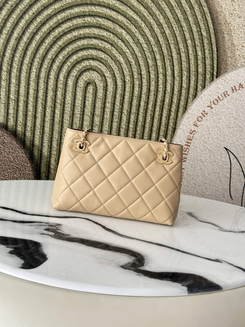 Chanel 22 Small Shopping Bag Lambskin Dark Beige AS6248