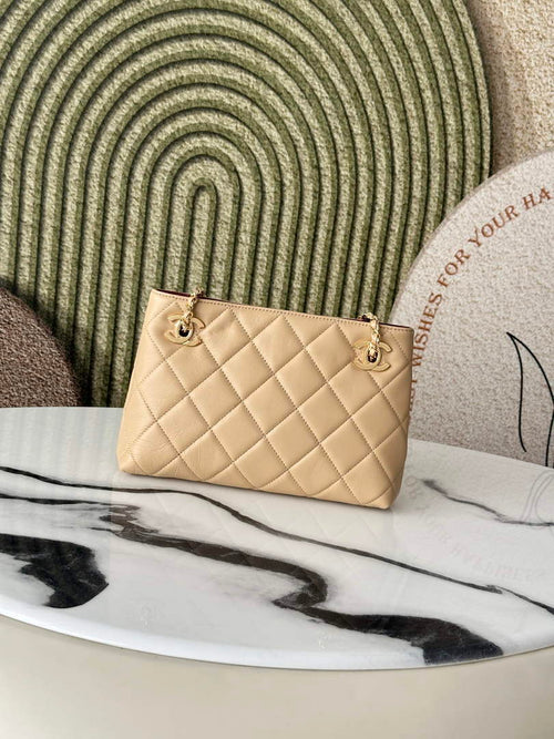 Chanel 22 Small Shopping Bag Lambskin Dark Beige AS6248