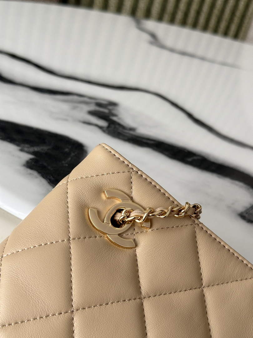 Chanel 22 Small Shopping Bag Lambskin Dark Beige AS6248