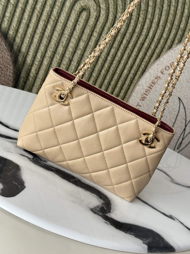 Chanel 22 Small Shopping Bag Lambskin Dark Beige AS6248