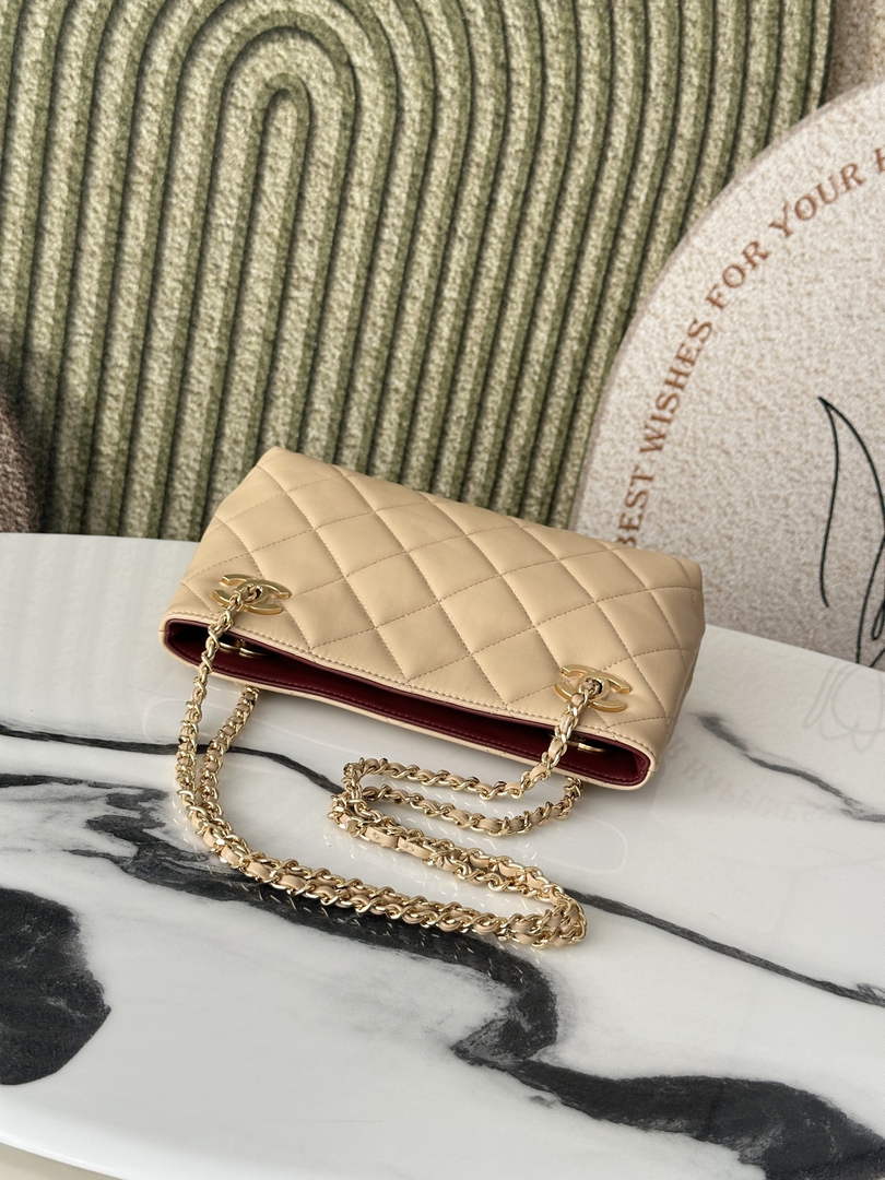 Chanel 22 Small Shopping Bag Lambskin Dark Beige AS6248