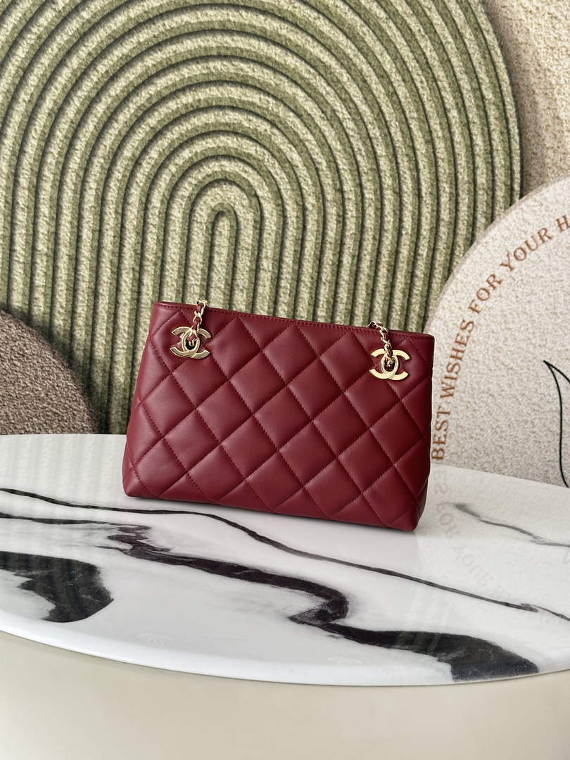 Chanel 22 Small Shopping Bag Lambskin Dark Burgundy AS6248