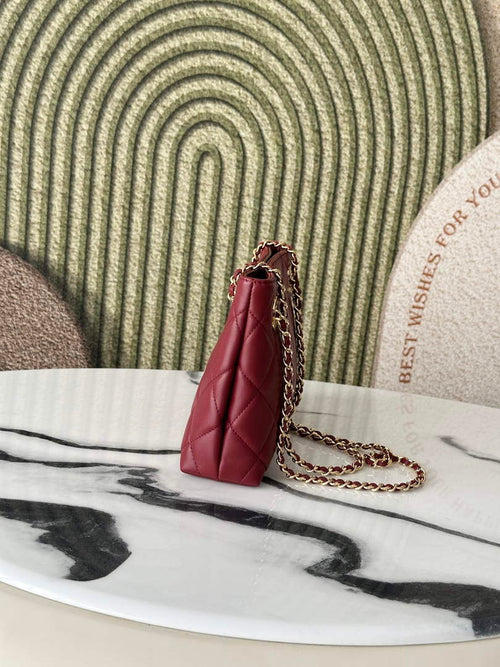 Chanel 22 Small Shopping Bag Lambskin Dark Burgundy AS6248