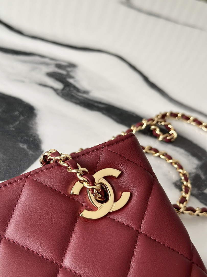 Chanel 22 Small Shopping Bag Lambskin Dark Burgundy AS6248