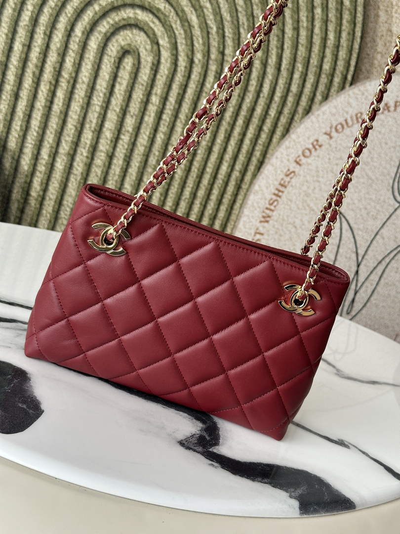 Chanel 22 Small Shopping Bag Lambskin Dark Burgundy AS6248