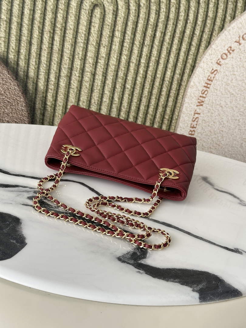 Chanel 22 Small Shopping Bag Lambskin Dark Burgundy AS6248
