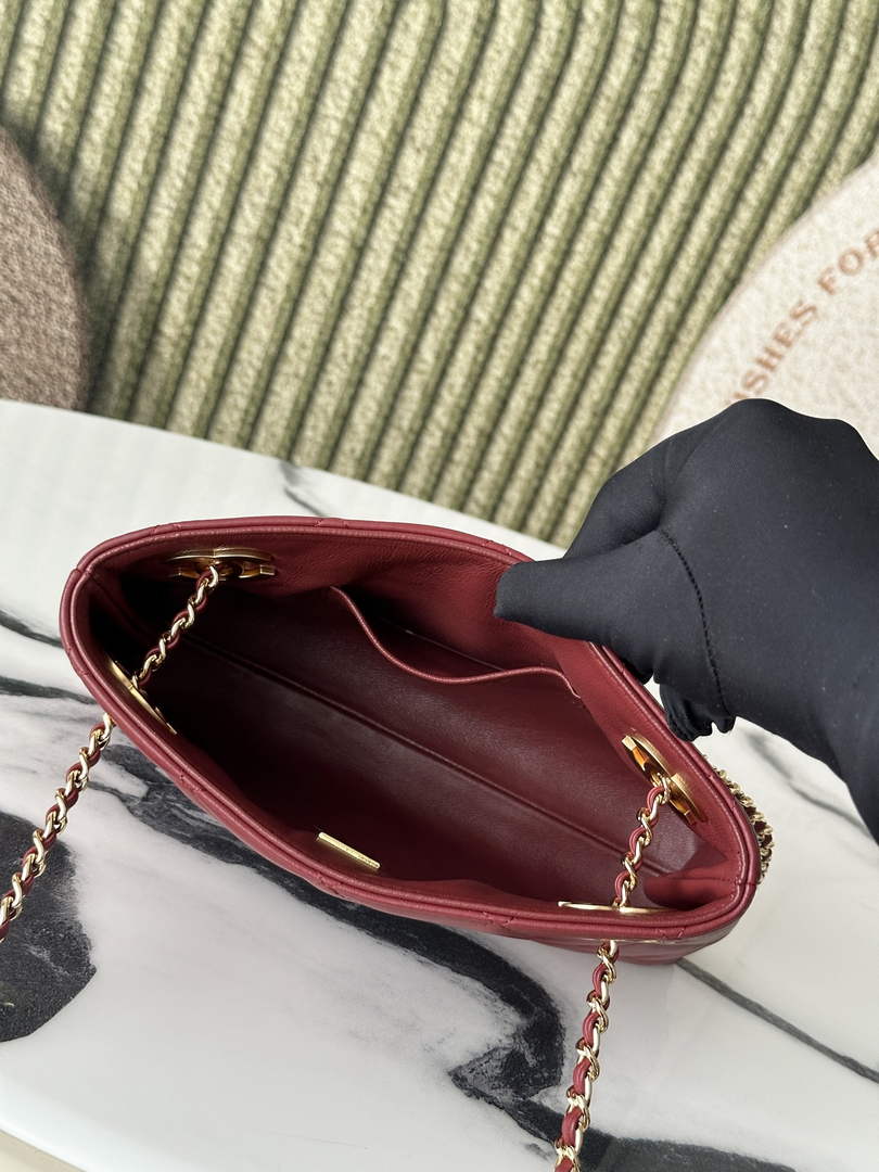 Chanel 22 Small Shopping Bag Lambskin Dark Burgundy AS6248