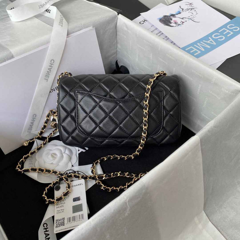 Chanel AS1787 23S Football Small Flap Bag Lambskin Black