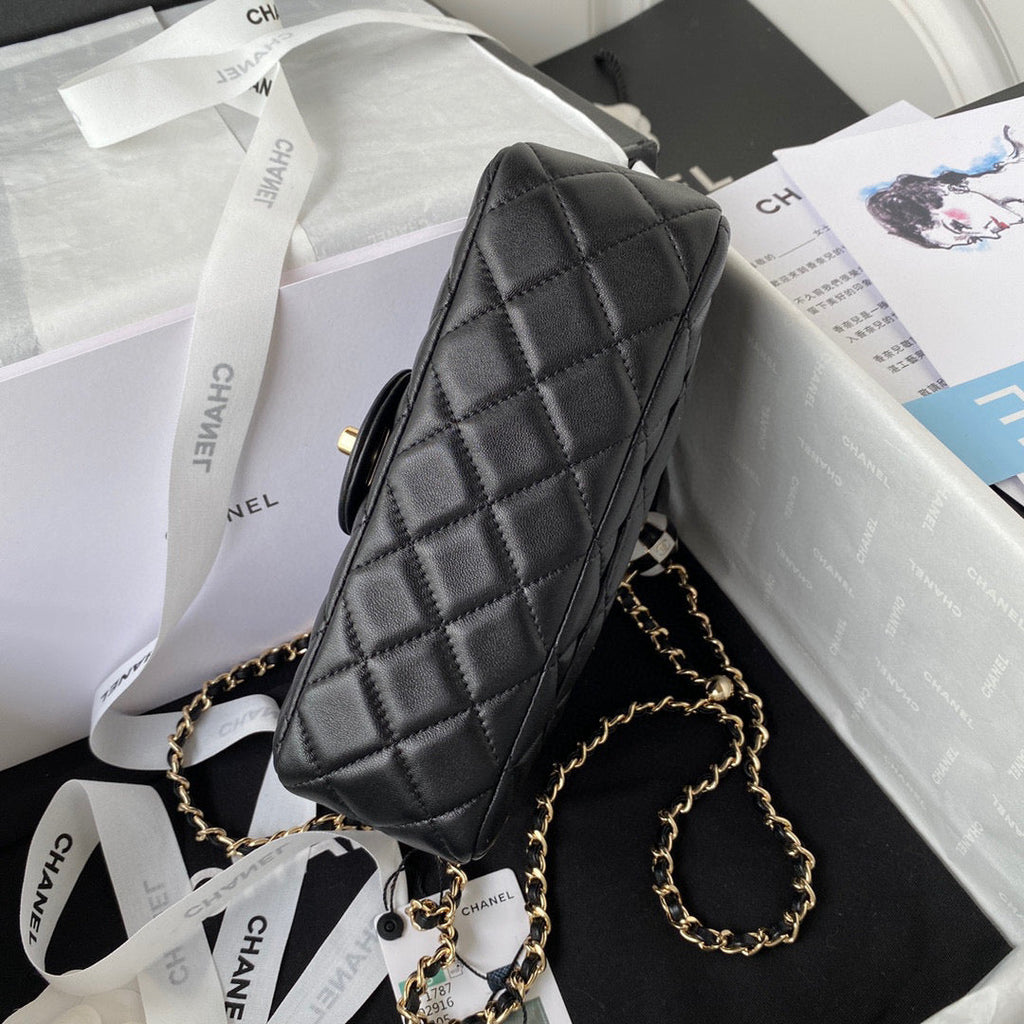Chanel AS1787 23S Football Small Flap Bag Lambskin Black