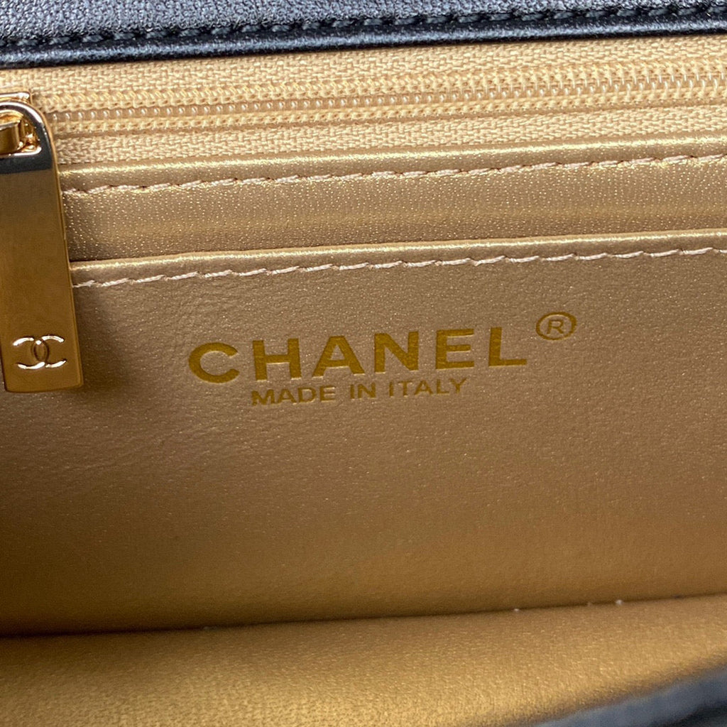 Chanel AS1787 23S Football Small Flap Bag Lambskin Black