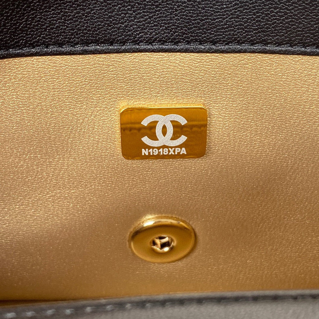 Chanel AS1787 23S Football Small Flap Bag Lambskin Black
