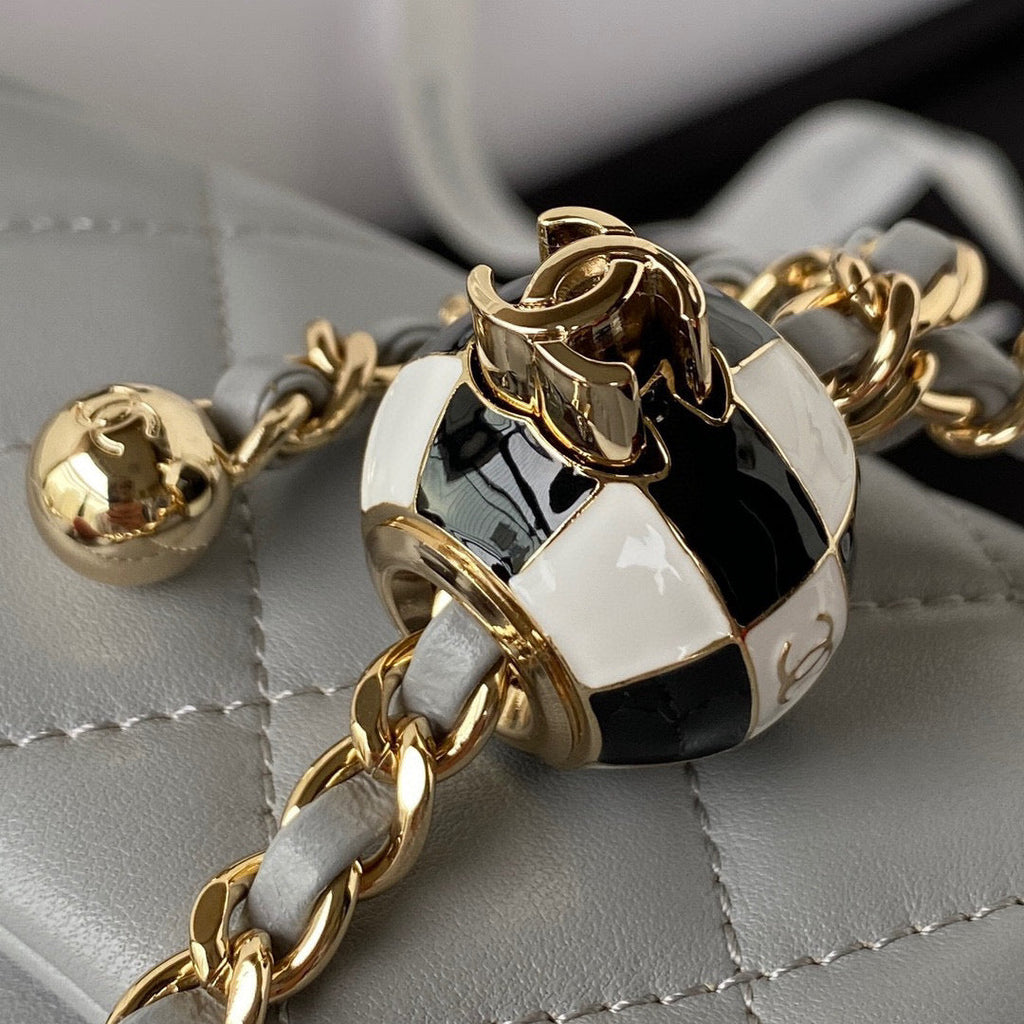 Chanel AS1787 23S Football Small Flap Bag Lambskin Gray
