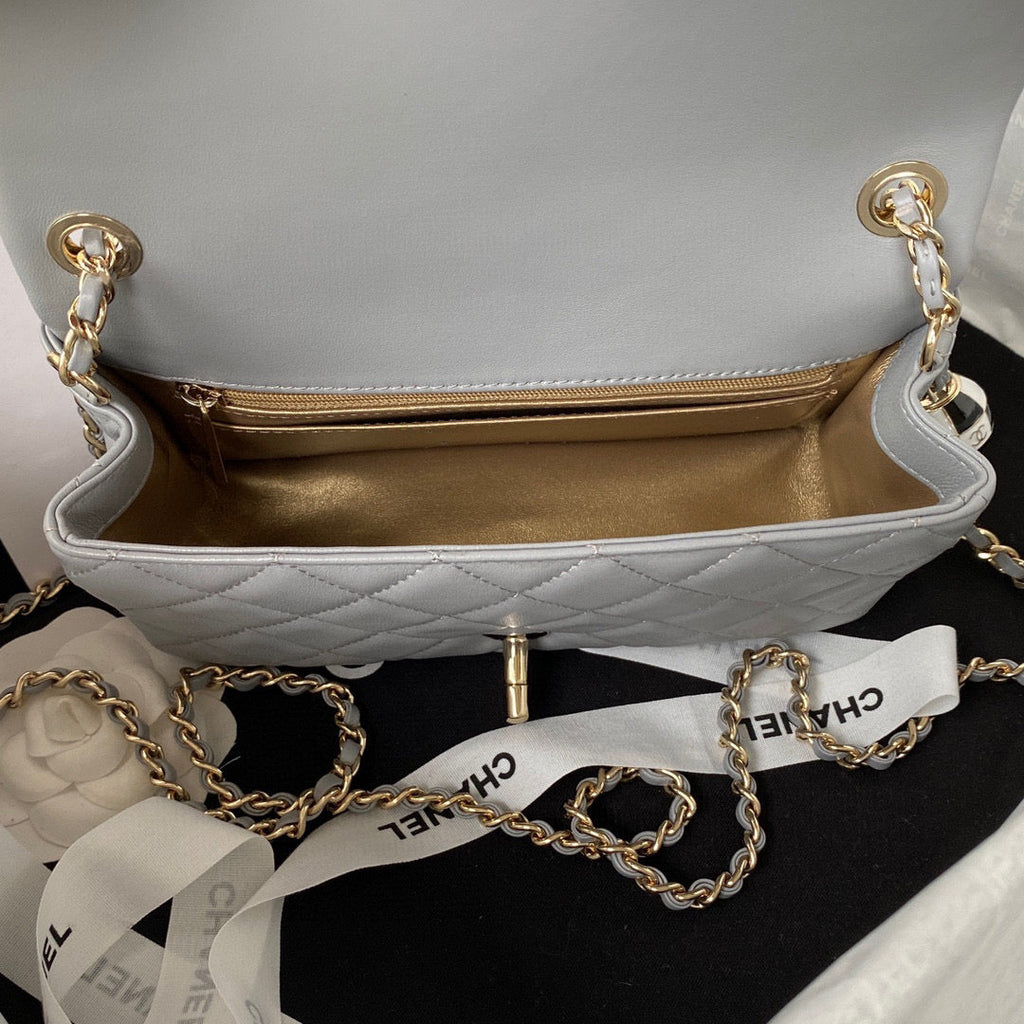 Chanel AS1787 23S Football Small Flap Bag Lambskin Gray