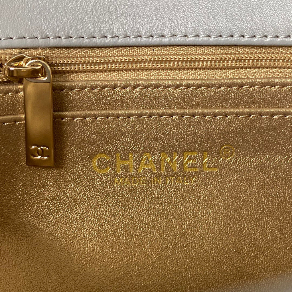 Chanel AS1787 23S Football Small Flap Bag Lambskin Gray
