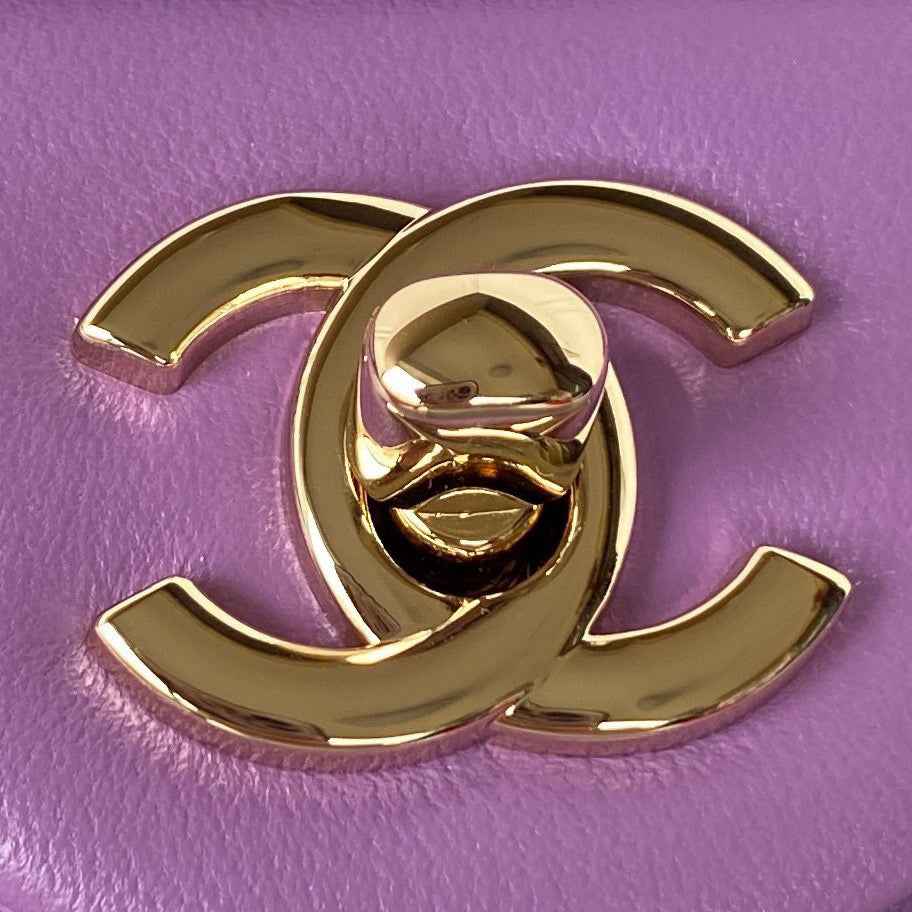 Chanel AS1787 23S Football Small Flap Bag Lambskin Purple