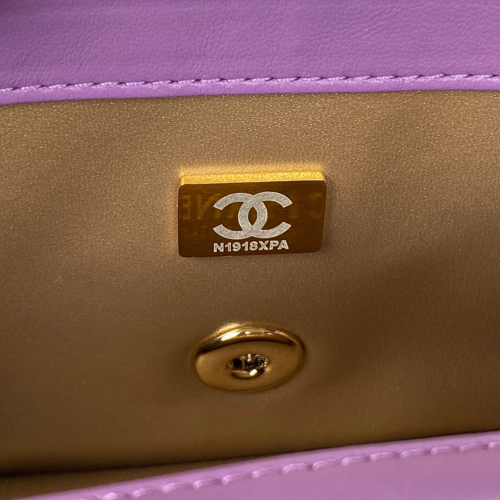 Chanel AS1787 23S Football Small Flap Bag Lambskin Purple