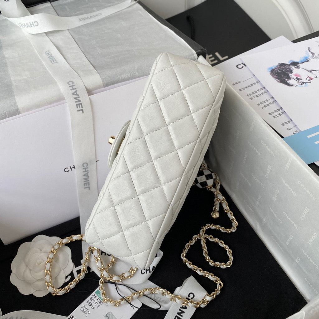 Chanel AS1787 23S Football Small Flap Bag Lambskin White