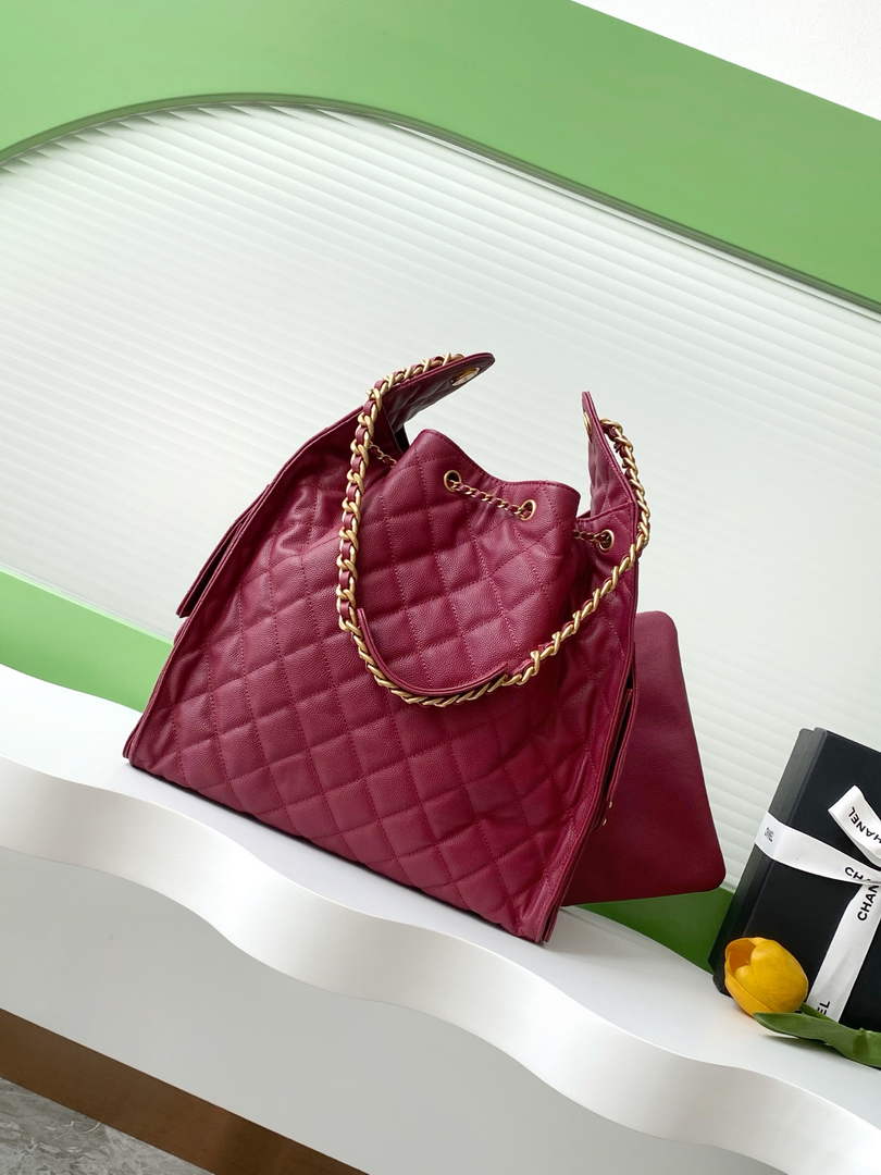Chanel 25 medium handbag, AS5311 grained calfskin red