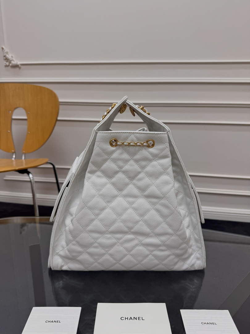 Chanel 25 medium handbag, AS5311 grained calfskin beige
