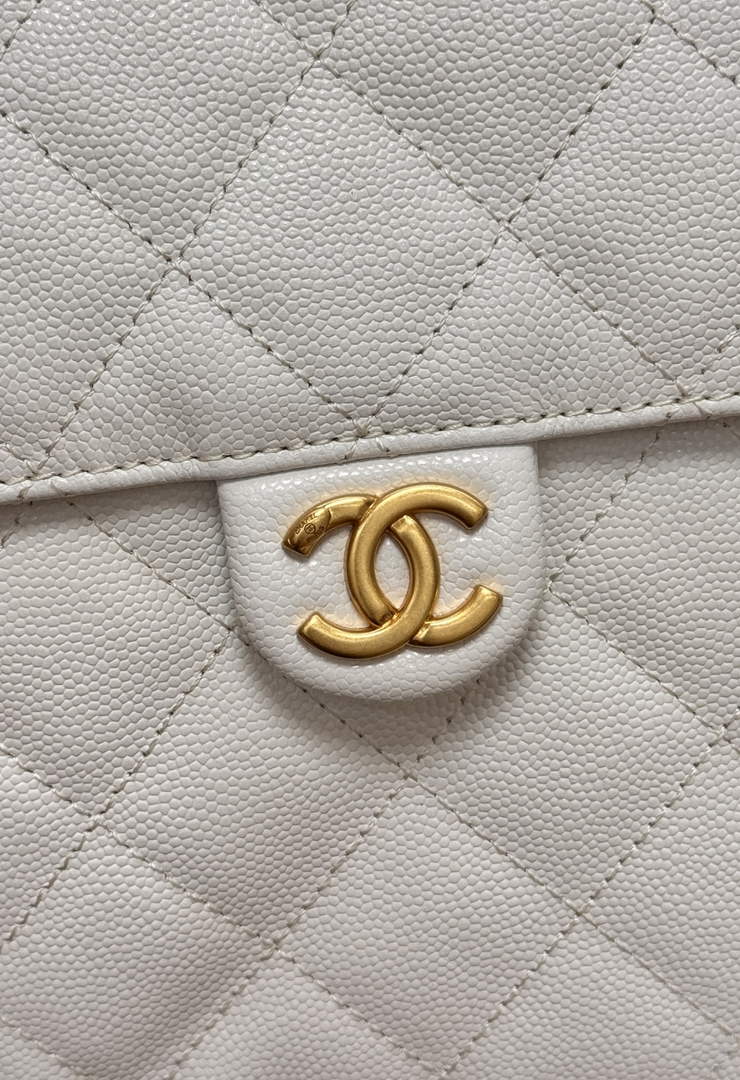 Chanel 25 medium handbag, AS5311 grained calfskin beige