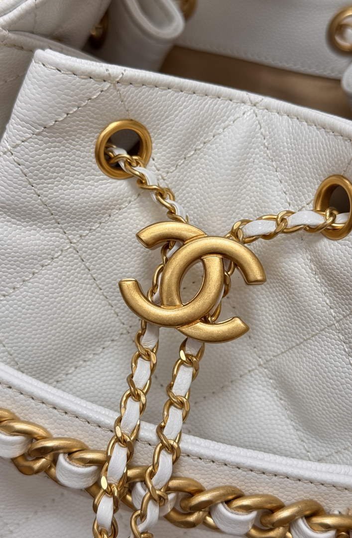 Chanel 25 medium handbag, AS5311 grained calfskin beige