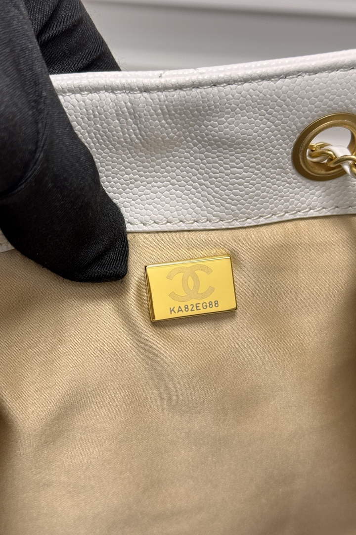 Chanel 25 medium handbag, AS5311 grained calfskin beige