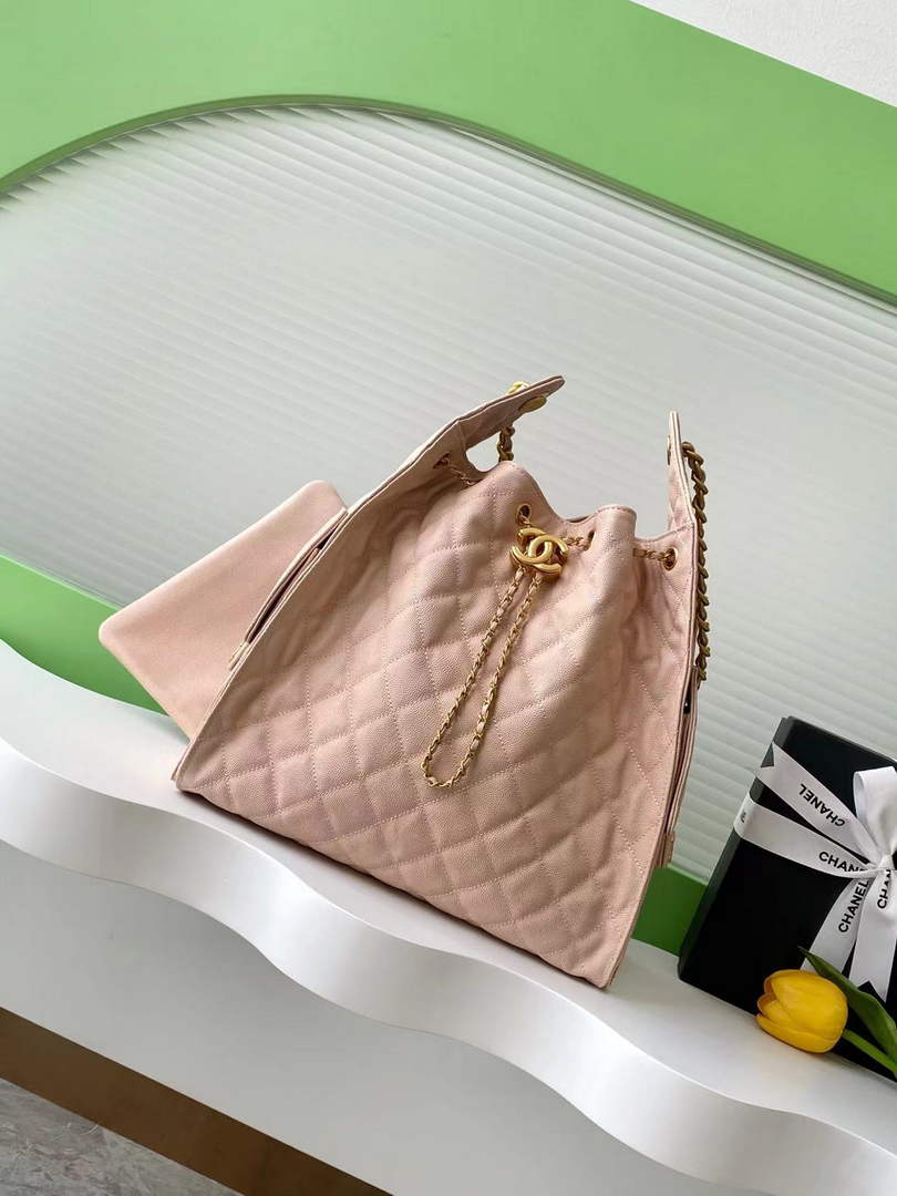 Chanel 25 medium handbag, AS5311 grained calfskin light pink