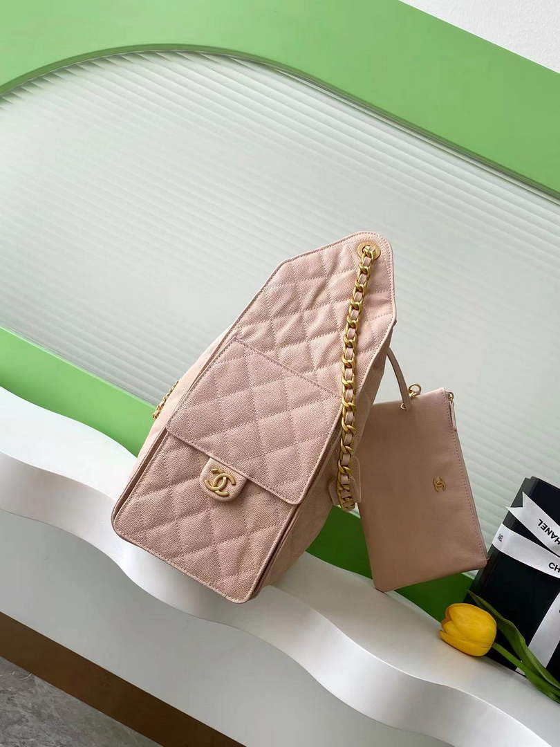 Chanel 25 medium handbag, AS5311 grained calfskin light pink