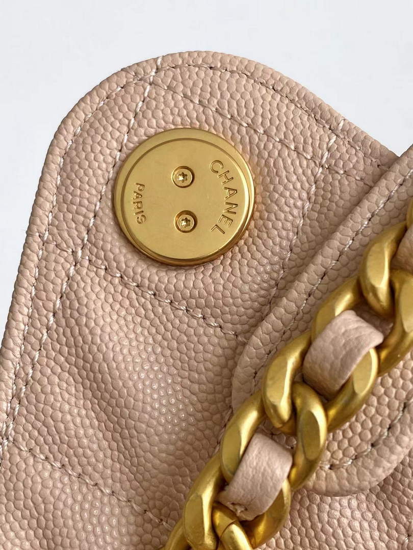 Chanel 25 medium handbag, AS5311 grained calfskin light pink