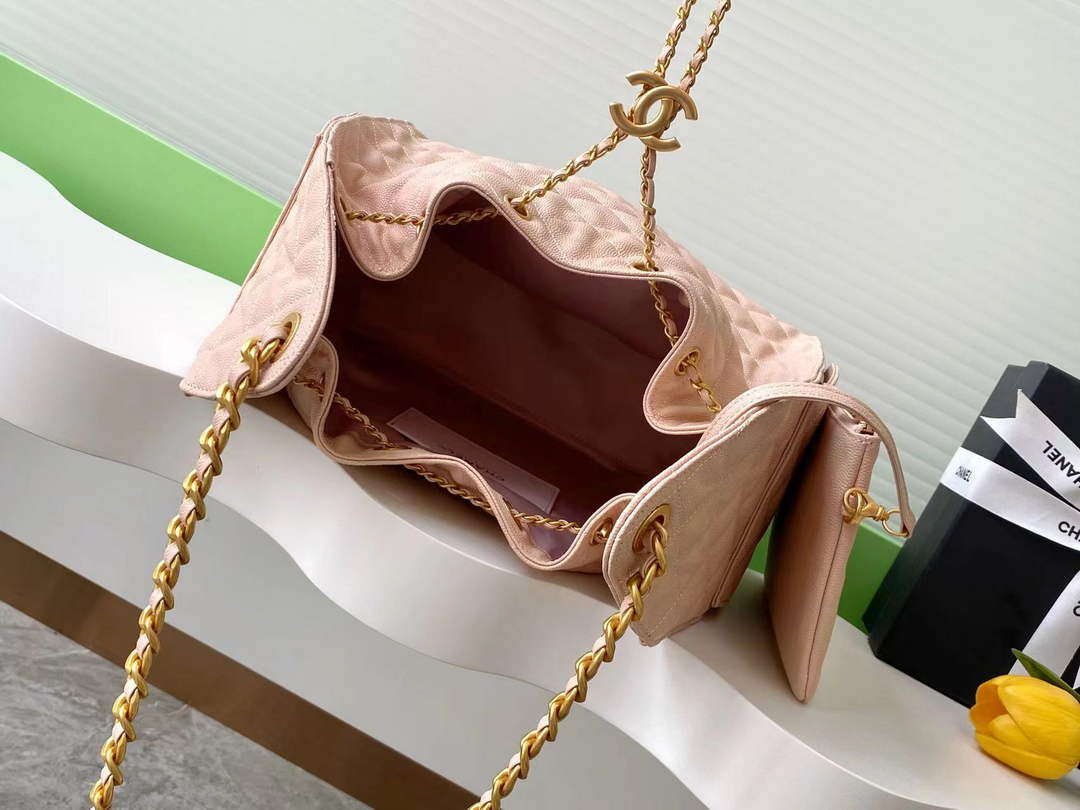 Chanel 25 medium handbag, AS5311 grained calfskin light pink