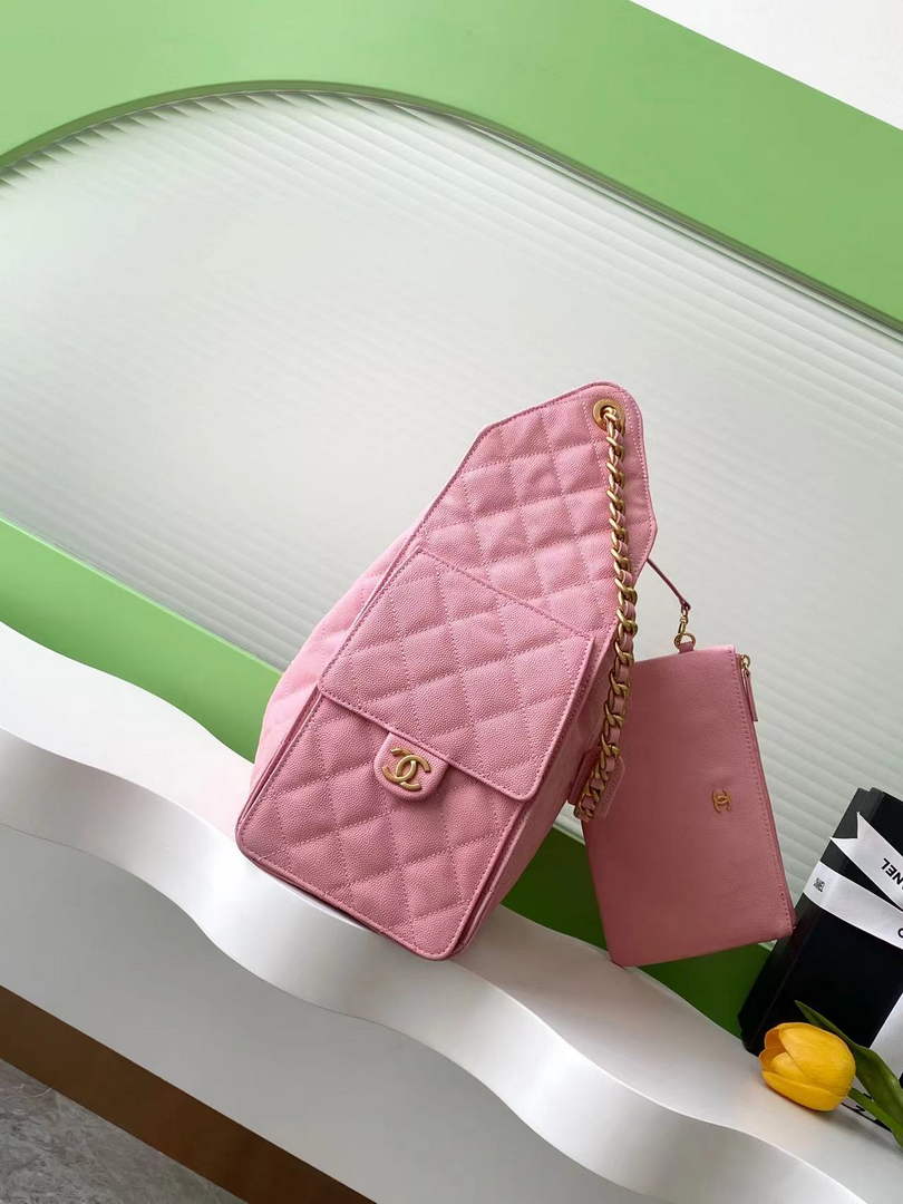 Chanel 25 medium handbag, AS5311 grained calfskin pink