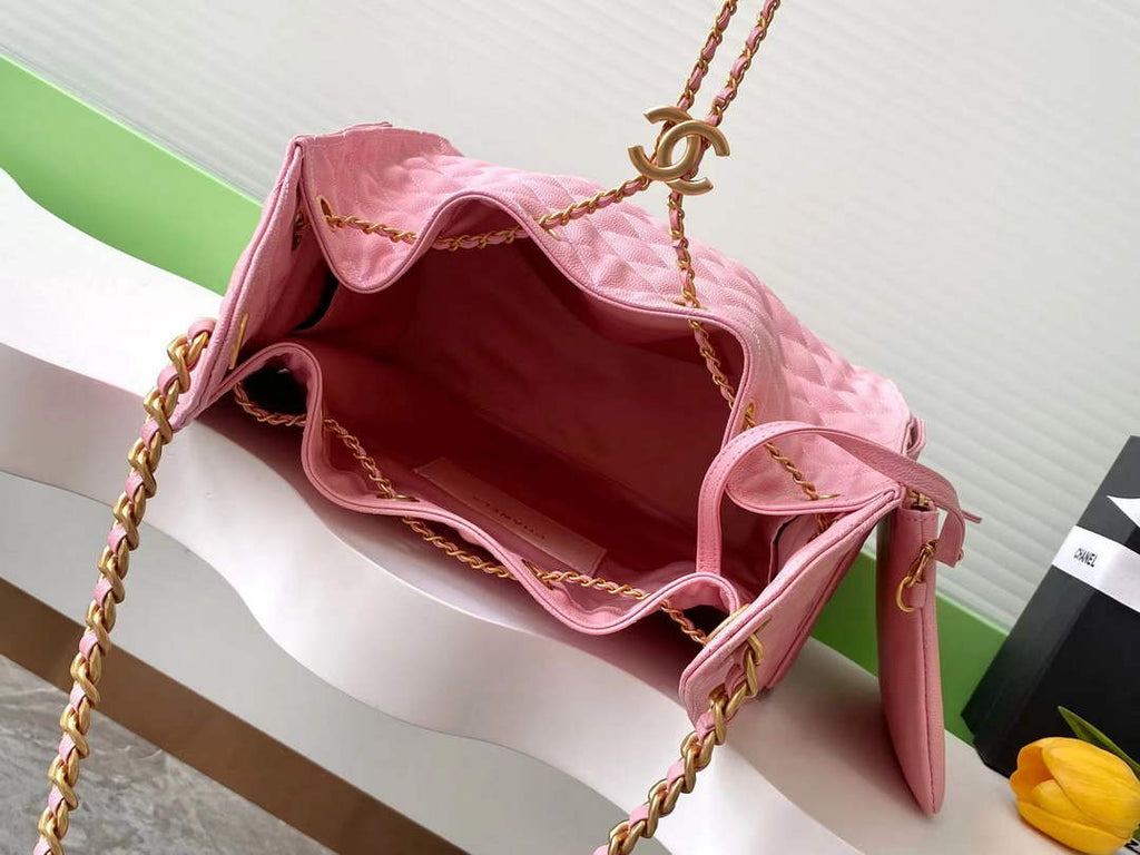 Chanel 25 medium handbag, AS5311 grained calfskin pink