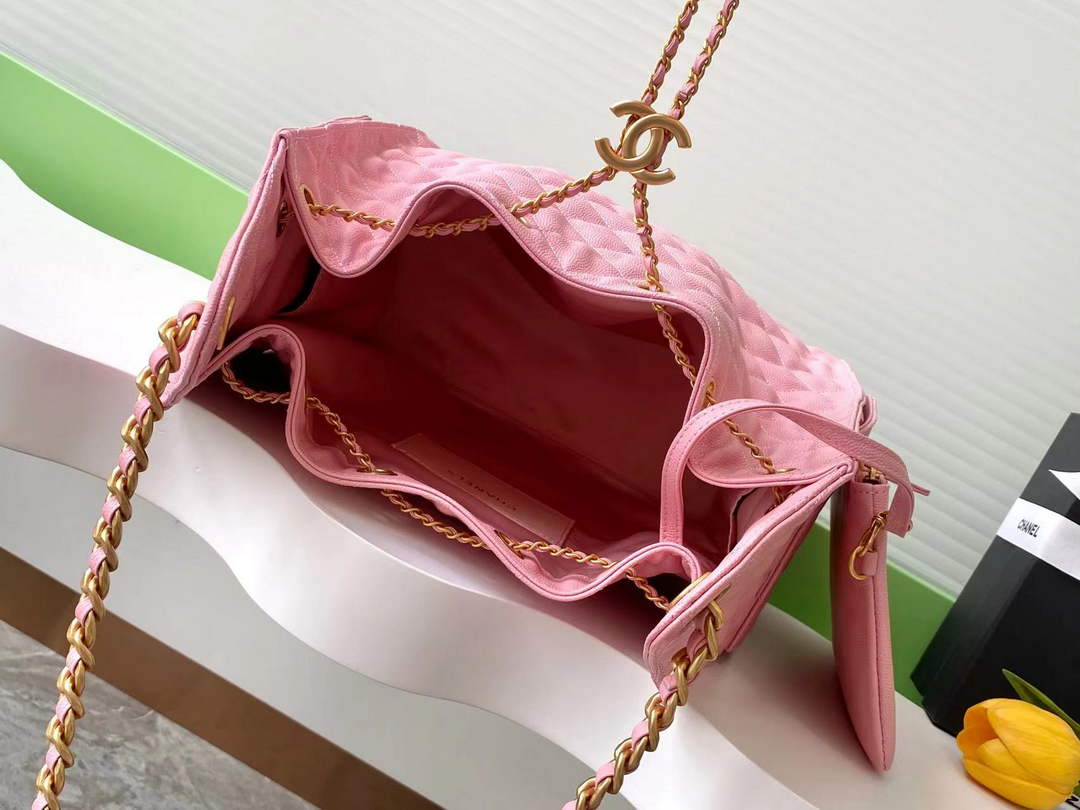 Chanel 25 medium handbag, AS5311 grained calfskin pink