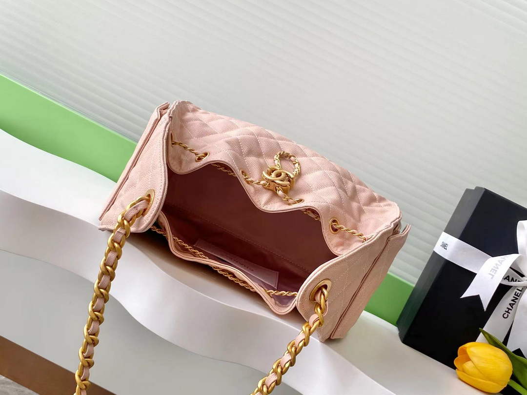 Chanel 25 medium handbag, AS5311 grained calfskin pink
