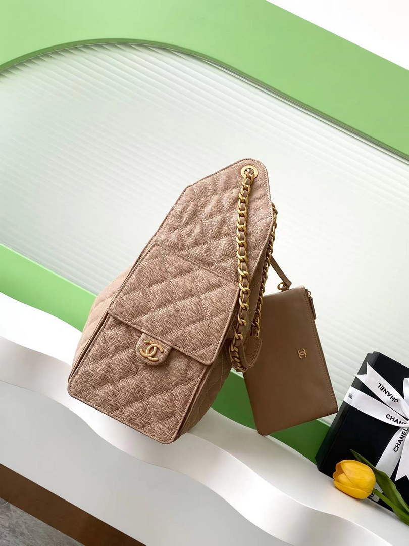 Chanel 25 medium handbag, AS5311 grained calfskin brown