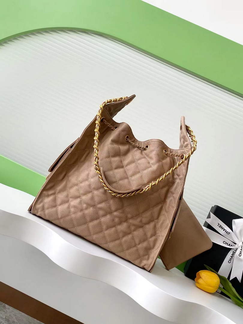 Chanel 25 medium handbag, AS5311 grained calfskin brown