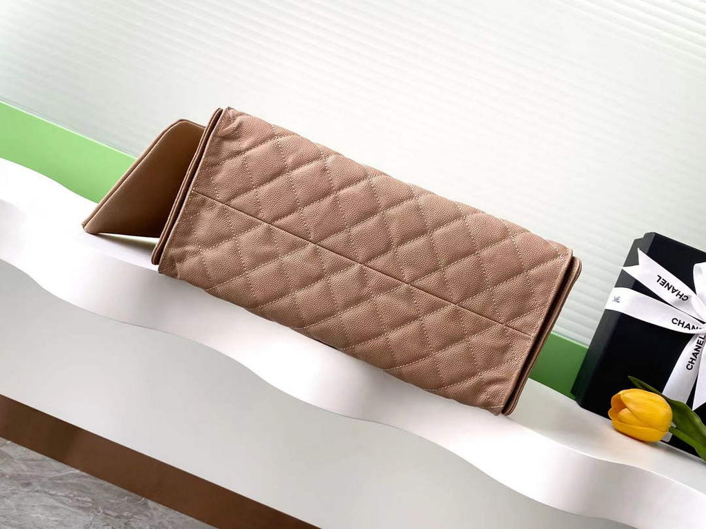 Chanel 25 medium handbag, AS5311 grained calfskin brown