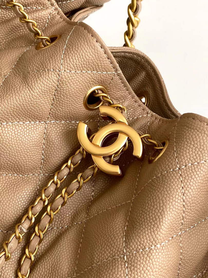 Chanel 25 medium handbag, AS5311 grained calfskin brown