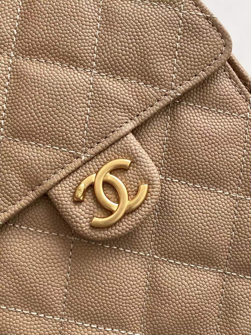 Chanel 25 medium handbag, AS5311 grained calfskin brown