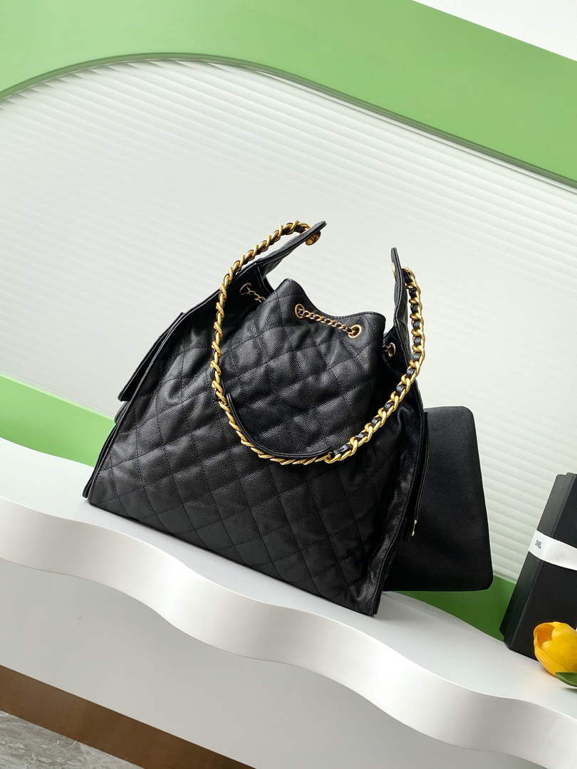 Chanel 25 medium handbag, AS5311 grained calfskin black