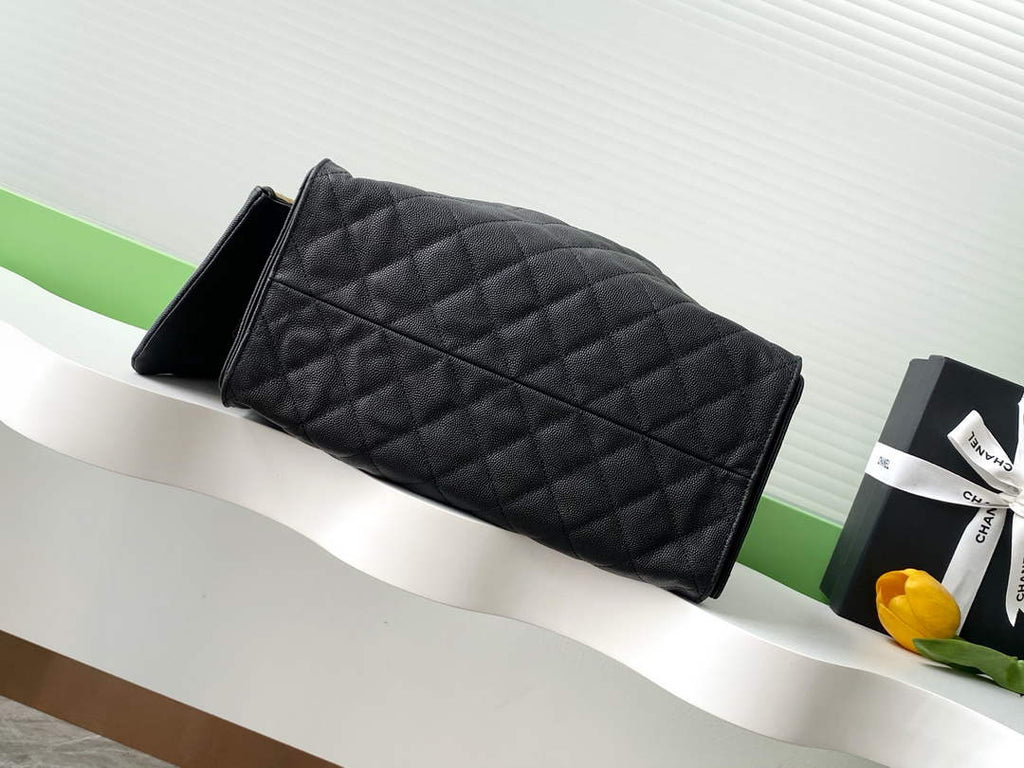 Chanel 25 medium handbag, AS5311 grained calfskin black