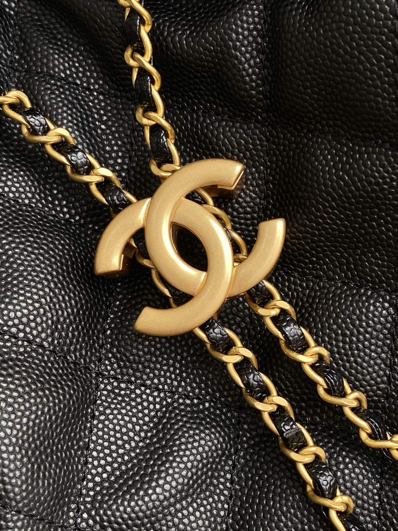Chanel 25 medium handbag, AS5311 grained calfskin black