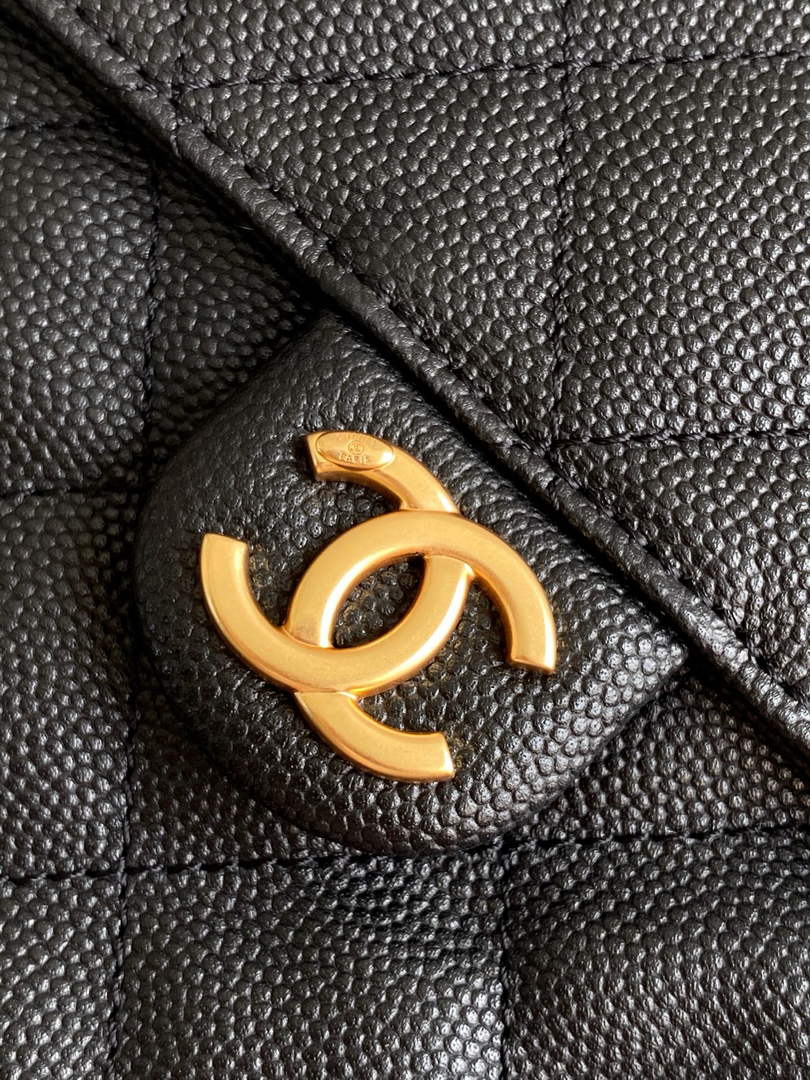 Chanel 25 medium handbag, AS5311 grained calfskin black