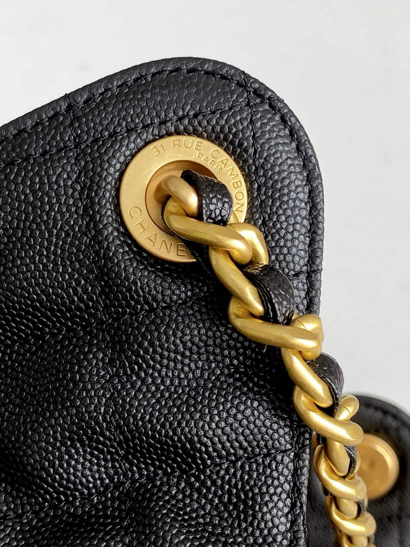 Chanel 25 medium handbag, AS5311 grained calfskin black
